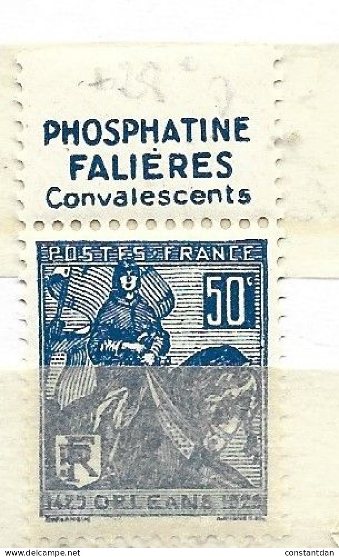 FRANCE N° 257 BLEU FONCE JEANNE D'ARC AVEC PUB PHOSPHATINE FALIERES NEUF SANS CHARNIERE - Nuovi