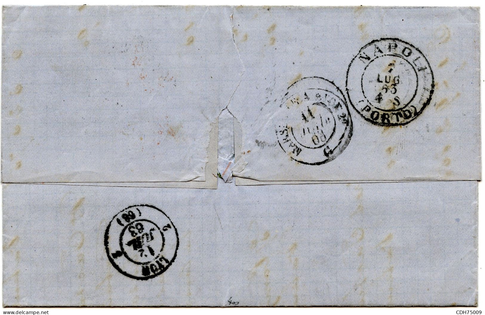 ITALIE - SARDAIGNE 10C + ITALIE 15CX2 SUR LETTRE DE NAPLES POUR LYON, 1863 - Sardegna