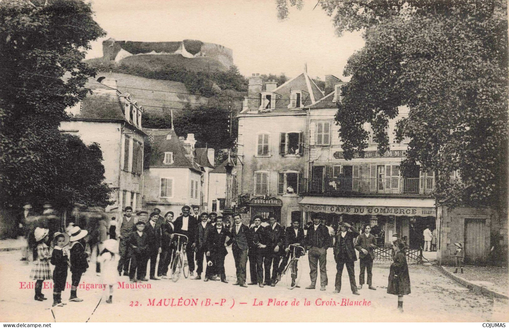 65 - MAULEON _S25488_ La Place De La Croix Blanche - Boucherie Café Du Commerce - Mauleon Barousse