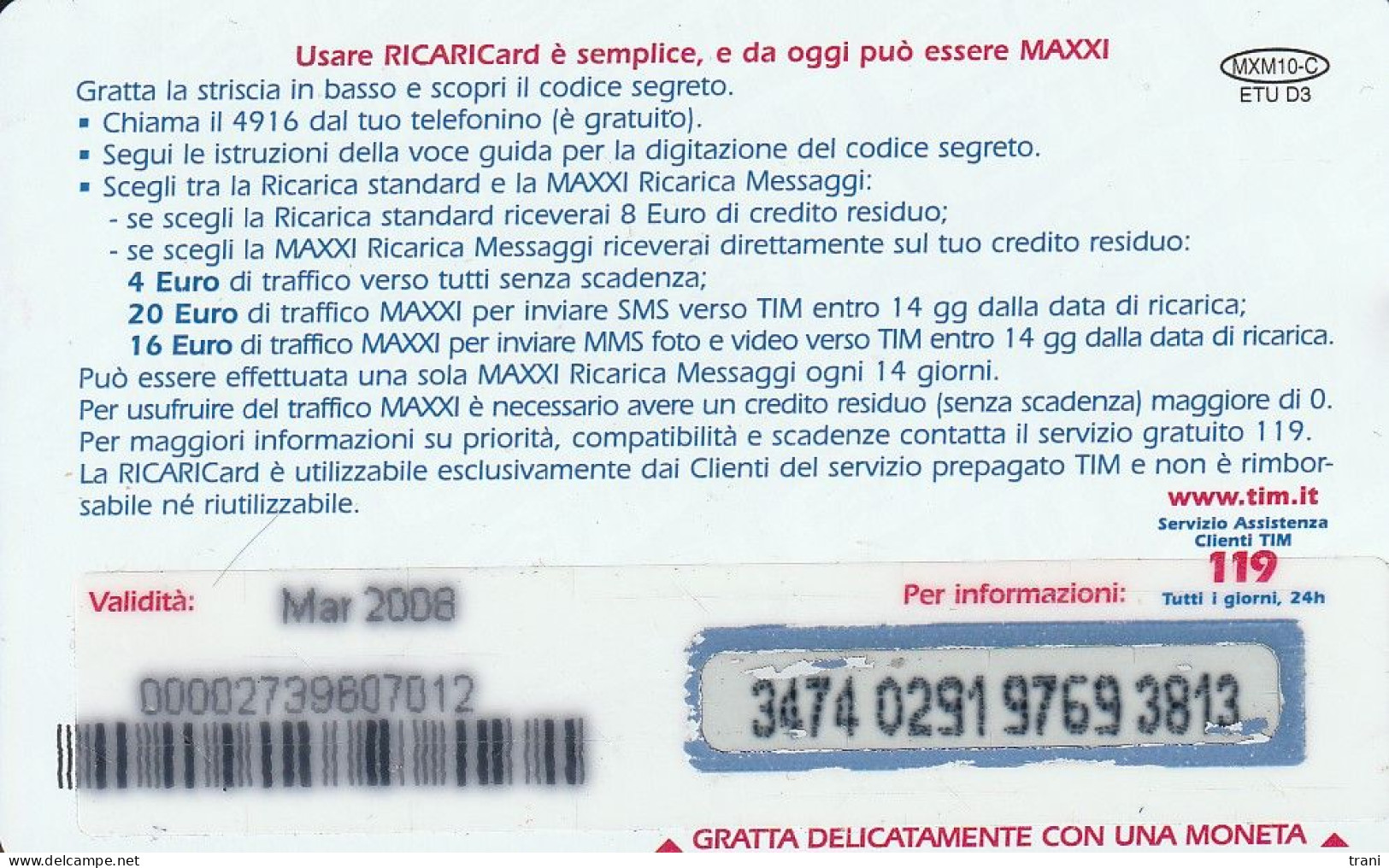 TIM - MAXI Ricarica Usata - Públicas Ordinarias