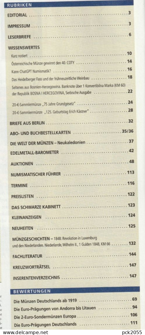 Münzen Revue 10/2023 Mit Bewertungen, Inhaltsverzeichnis Ansehen ( SZ 5 ) - Duits