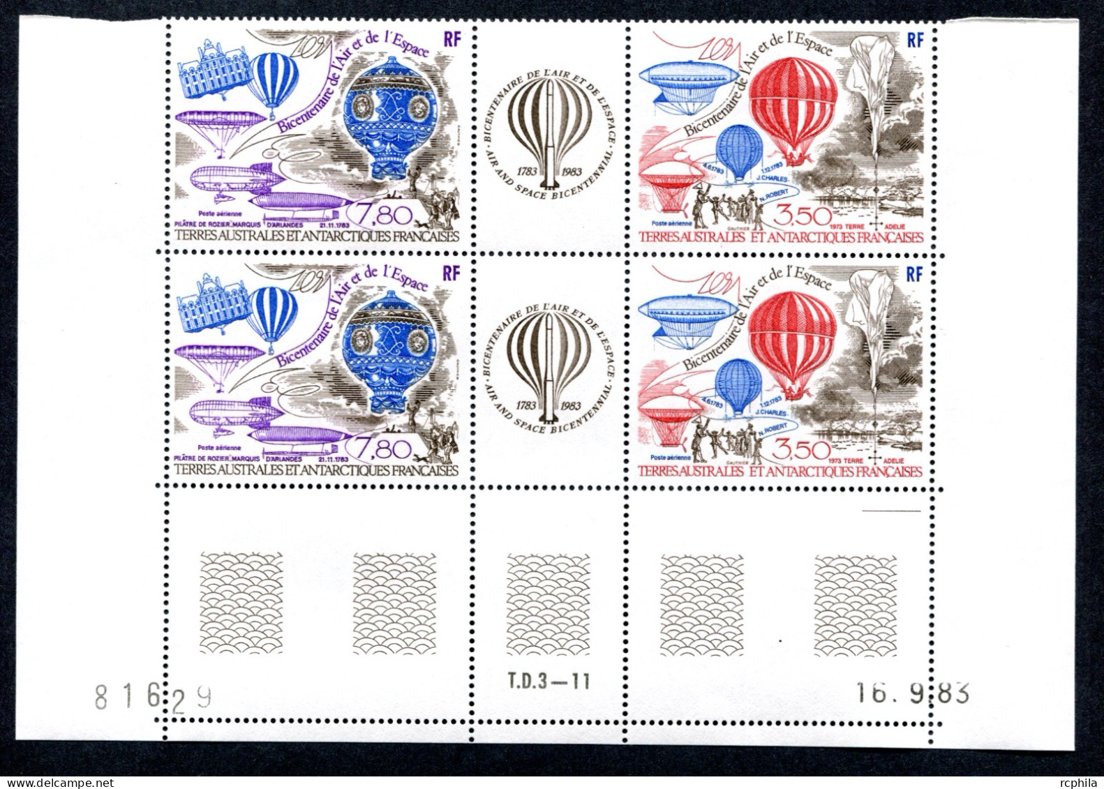 RC 26927 TAAF PA N° 83A PREMIERES ASCENSIONS EN BALLON POSTE AERIENNE COIN DATÉ DU 16.9.83 NEUF ** MNH TB - Luchtpost