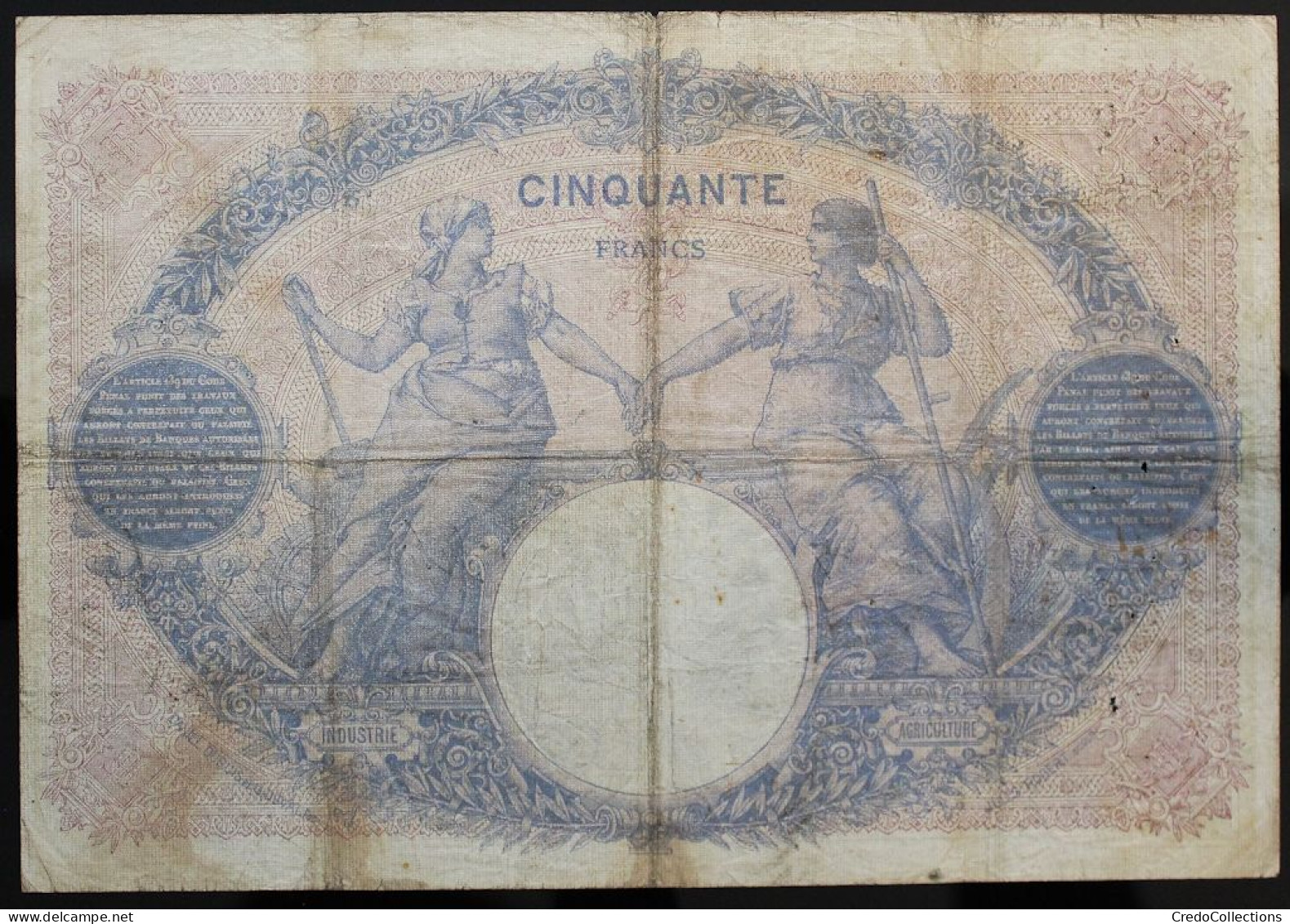 France - 50 Francs - 3-9-1910 - PICK 64d / F14.23 - B - 50 F 1889-1927 ''Bleu Et Rose''