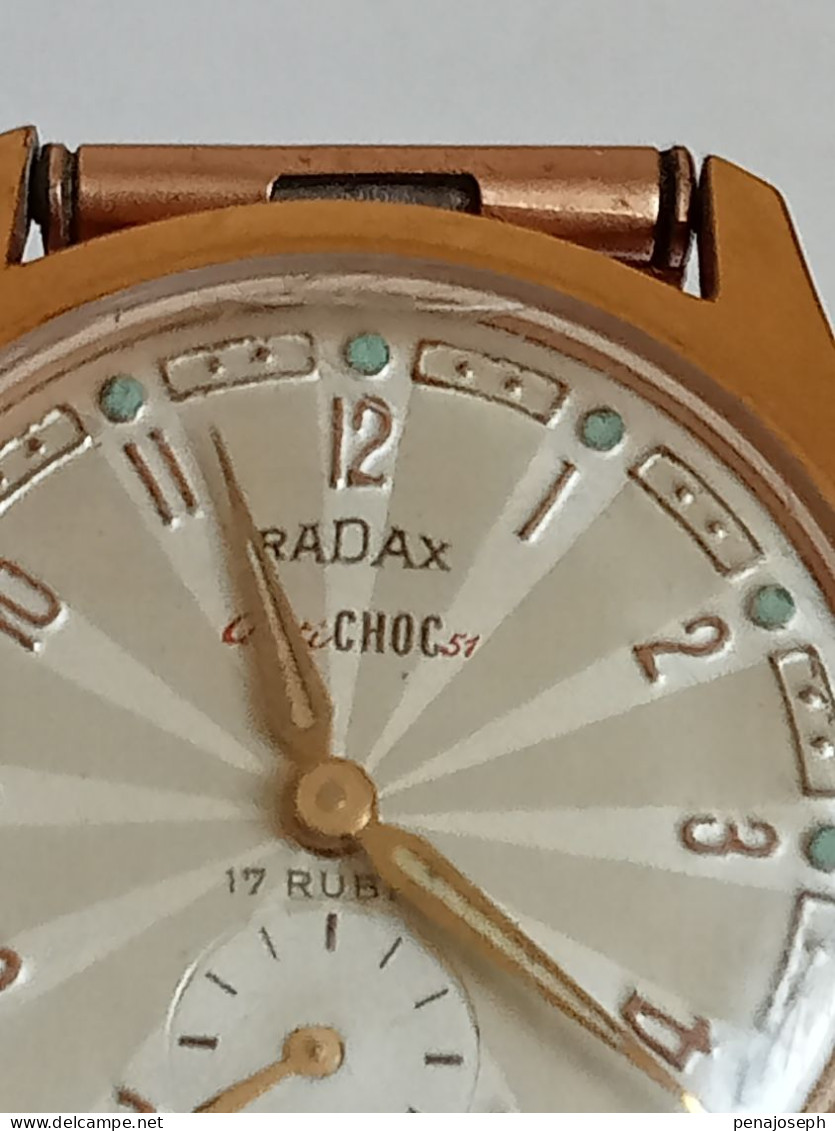 montre radax 17 rubis plaqué or à réparer ou pour pièces