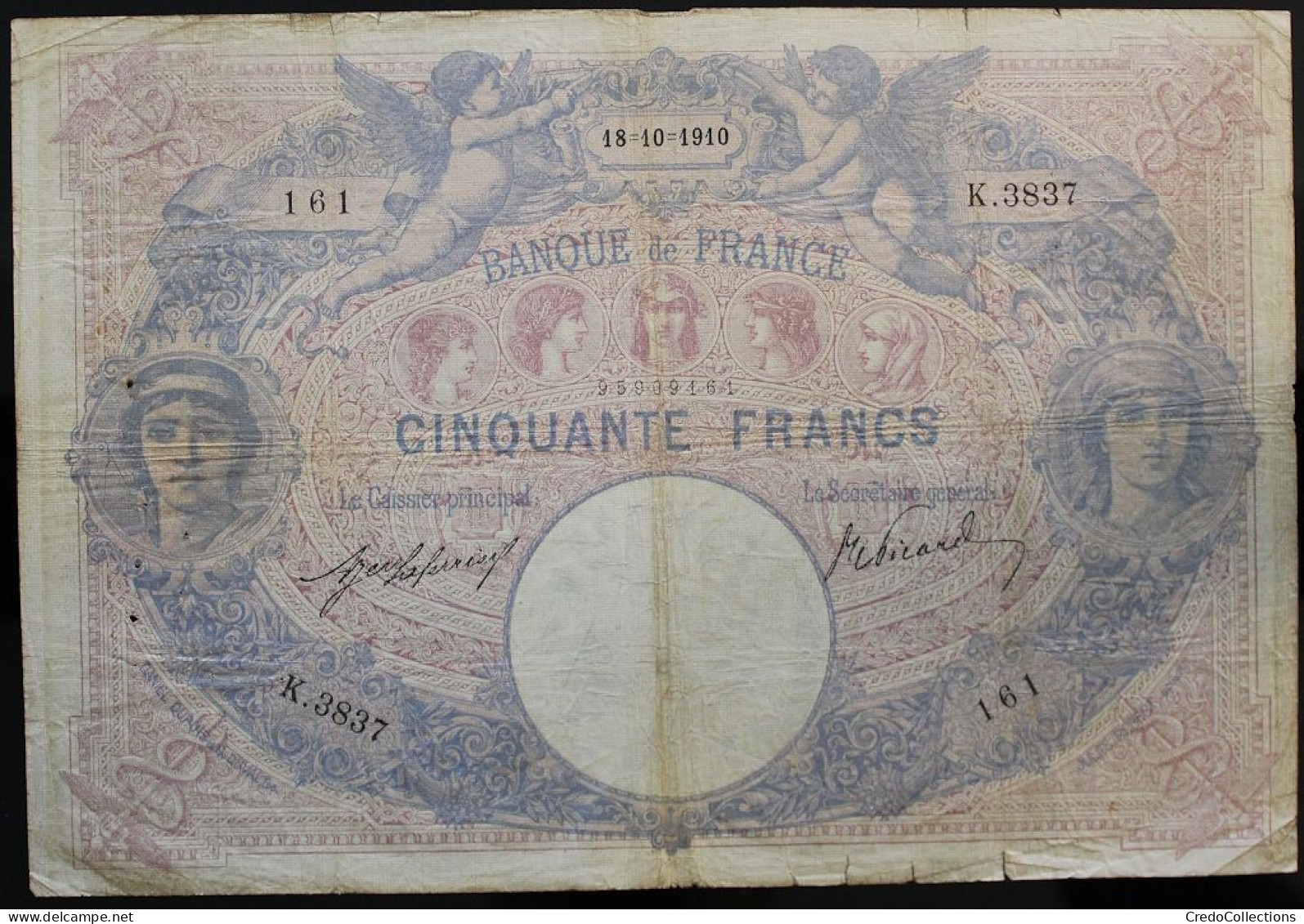 France - 50 Francs - 18-10-1910 - PICK 64d / F14.23 - B - 50 F 1889-1927 ''Bleu Et Rose''