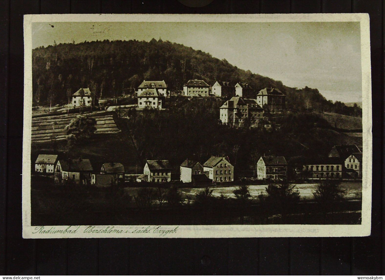 DR: AK Vom Radiumbad Oberschlema Im Sächs. Erzgebirge Vom 29.5.1929 Mit 8 Pf Ebert Knr. 412 -BM Beschädigt - Schlema