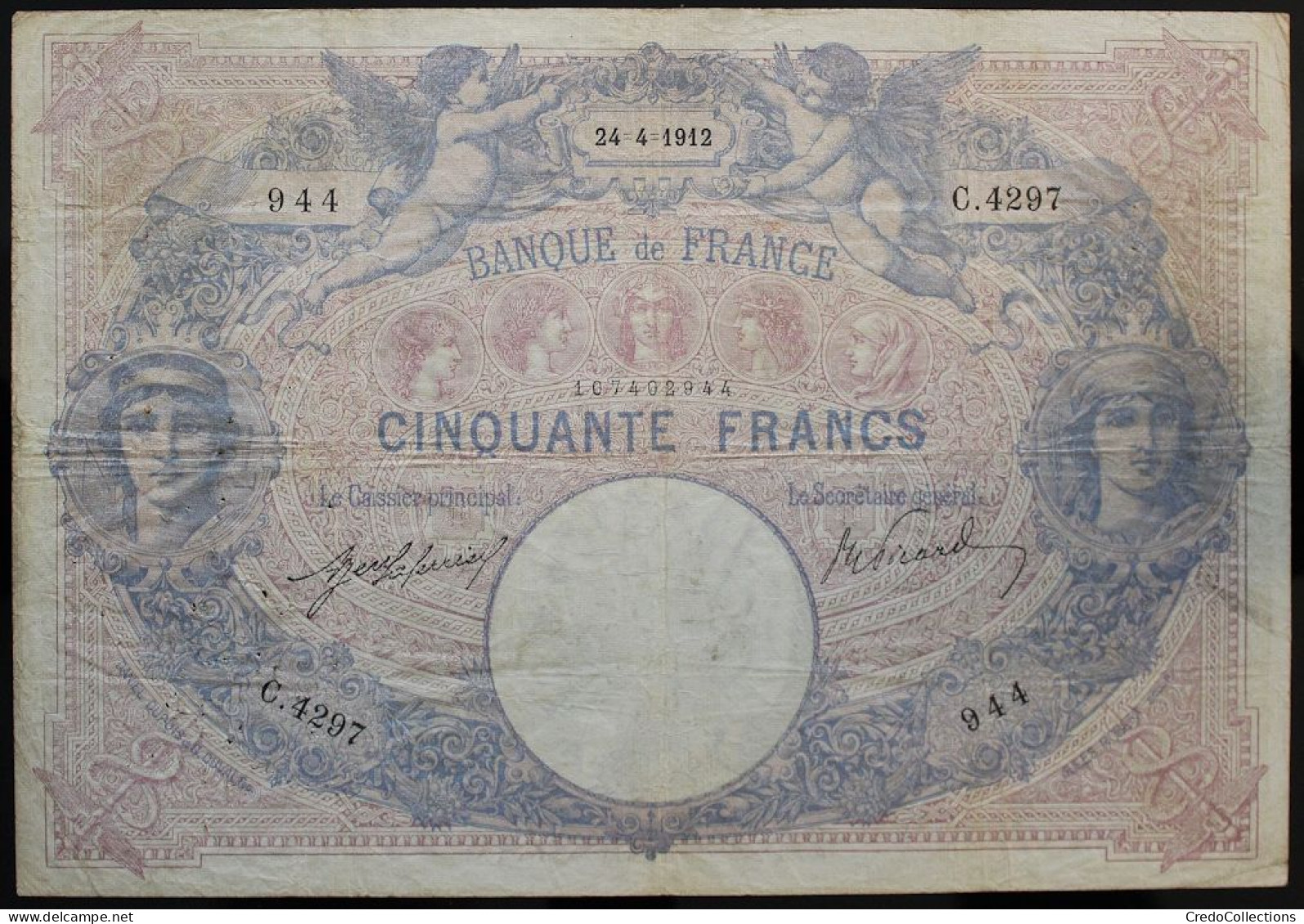 France - 50 Francs - 24-4-1912 - PICK 64e / F14.25 - TB - 50 F 1889-1927 ''Bleu Et Rose''