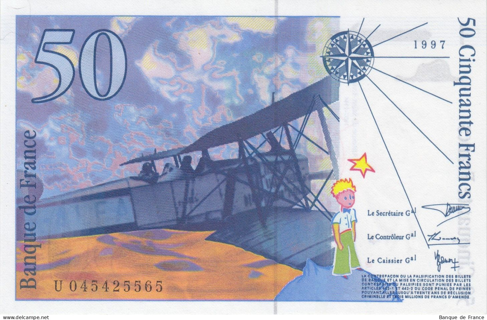 Billet 50 F Saint Exupéry Année 1997 FAY 73.04 N° U 045425565 - NEUF - 50 F 1992-1999 ''St Exupéry''