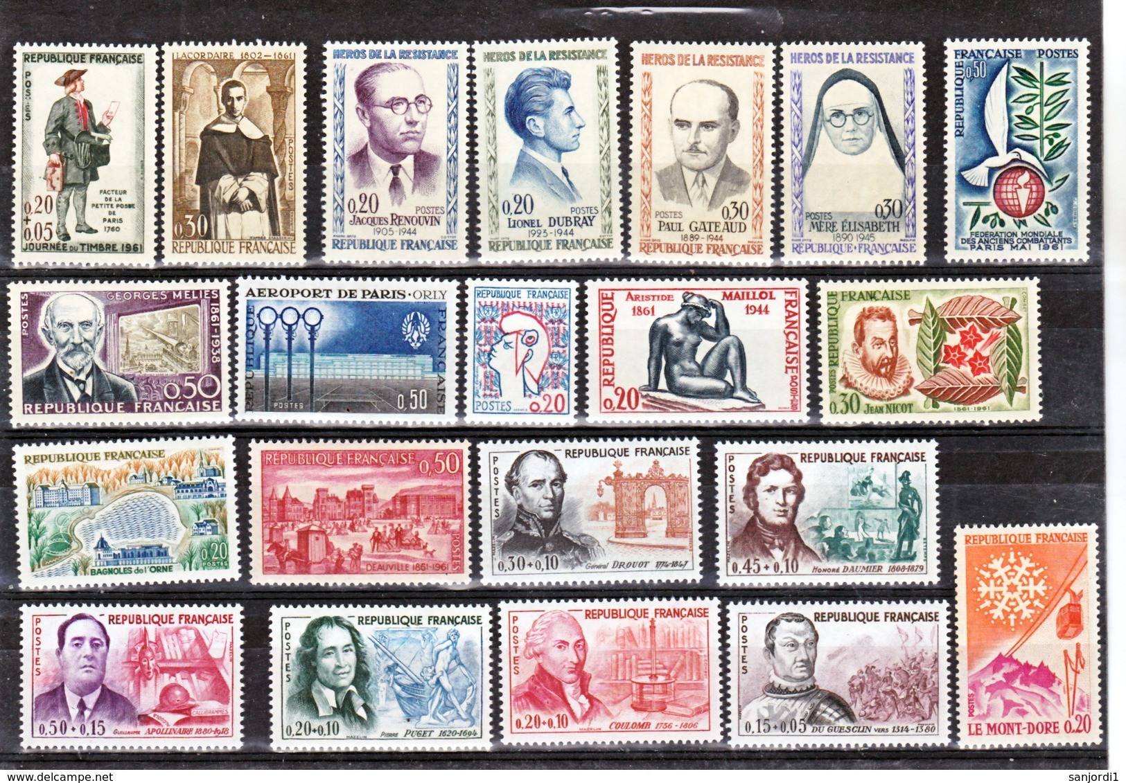 France 1961 1281 1324 Année Poste Neuf ** TB MNH SiN CHARNELa Cote 70 - 1960-1969