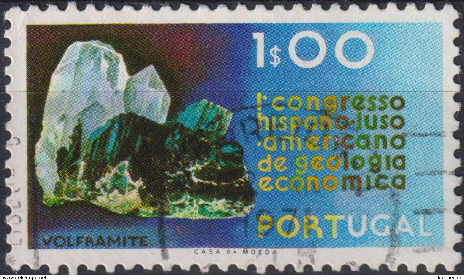 1971 Portugal ° Mi:PT 1139, Sn:PT 1106, Yt:PT 1119, Volframite, 1st Congress Hispano-Luso-American Economic Geology - Usati