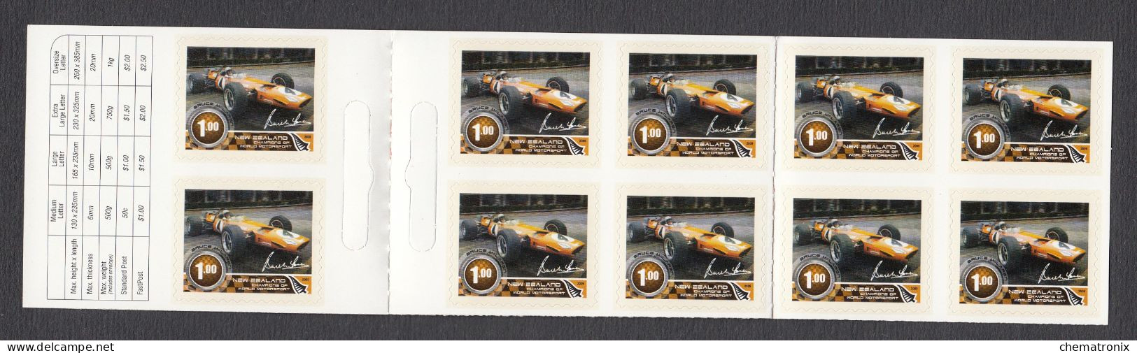 New Zealand 2009 - Champions Of Motorsport - Self-Adhesive Booklet - MNH ** - Cuadernillos