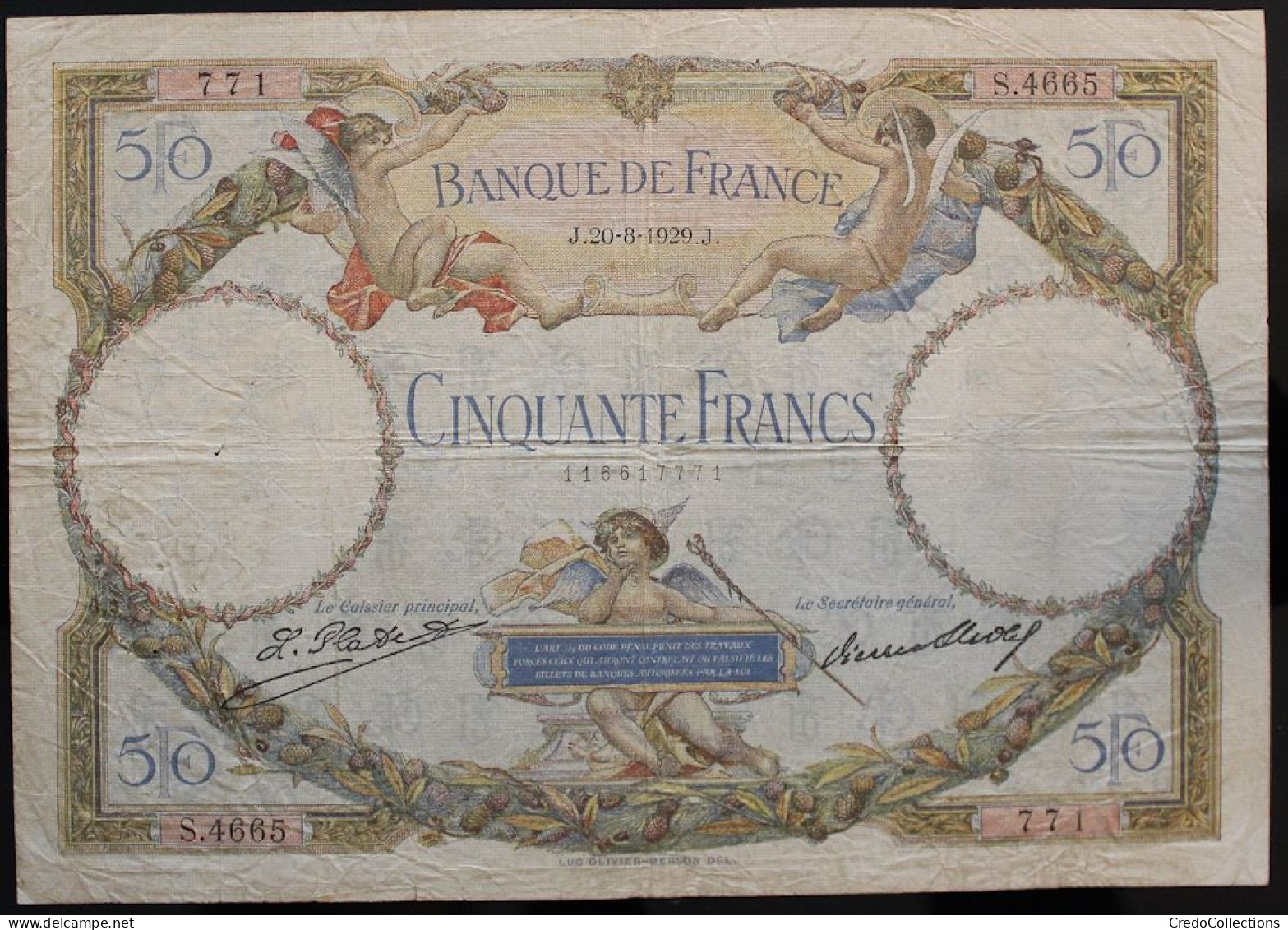 France - 50 Francs - 20-8-1929 - PICK 80a / F15.3 - TB - 50 F 1927-1934 ''Luc Olivier Merson''