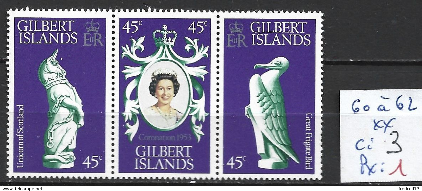 ÎLES GILBERT 60 à 62 ** Côte 3 € - Isole Gilbert Ed Ellice (...-1979)