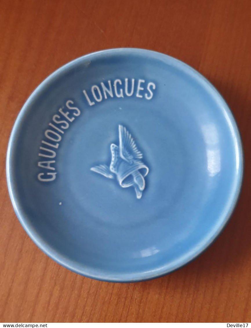 BELLE COUPELLE PUBLICITAIRE - RAMASSE MONNAIE - "GAULOISES LONGUES" - BLEUE - FAÏENCE DE GIEN - EXCELLENT ETAT - Ashtrays