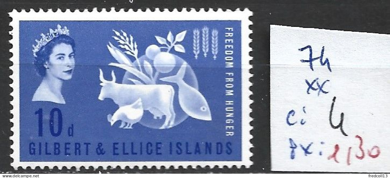 ÎLES GILBERT & ELLICE 74 ** Côte 4 € - Isole Gilbert Ed Ellice (...-1979)