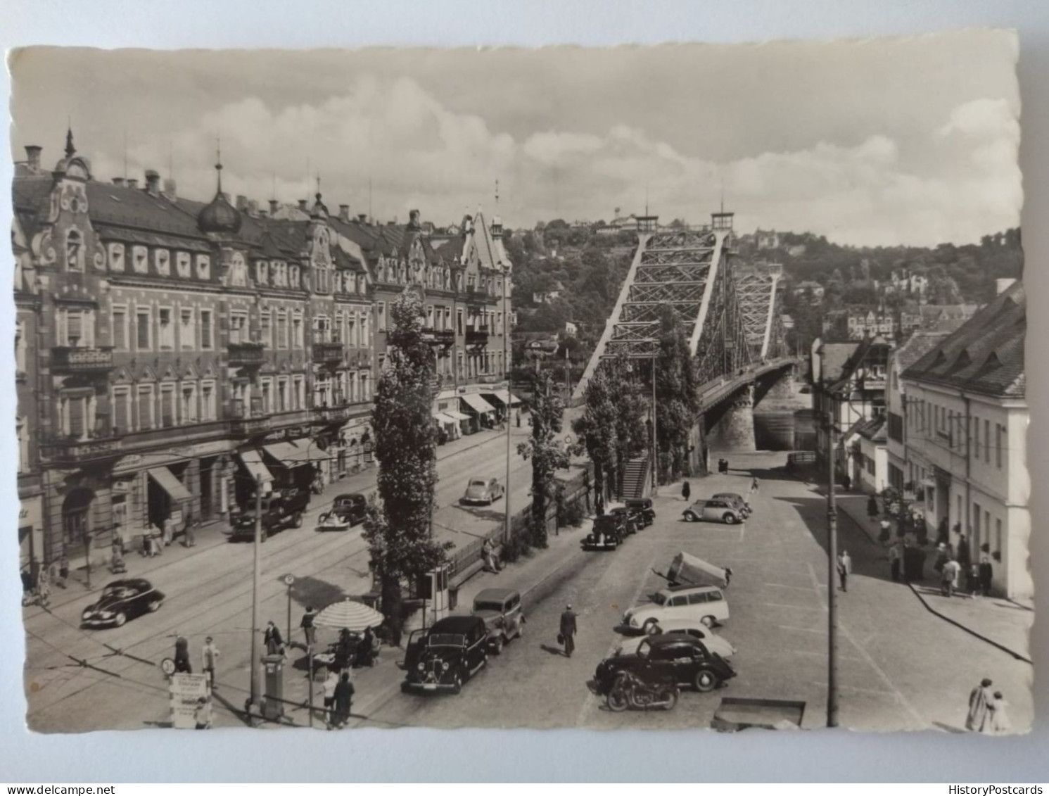 Dresden-Blasewitz, Schillerbrücke, Geschäfte, Div. Autos, LKW, Motorrad, 1955 - Dresden