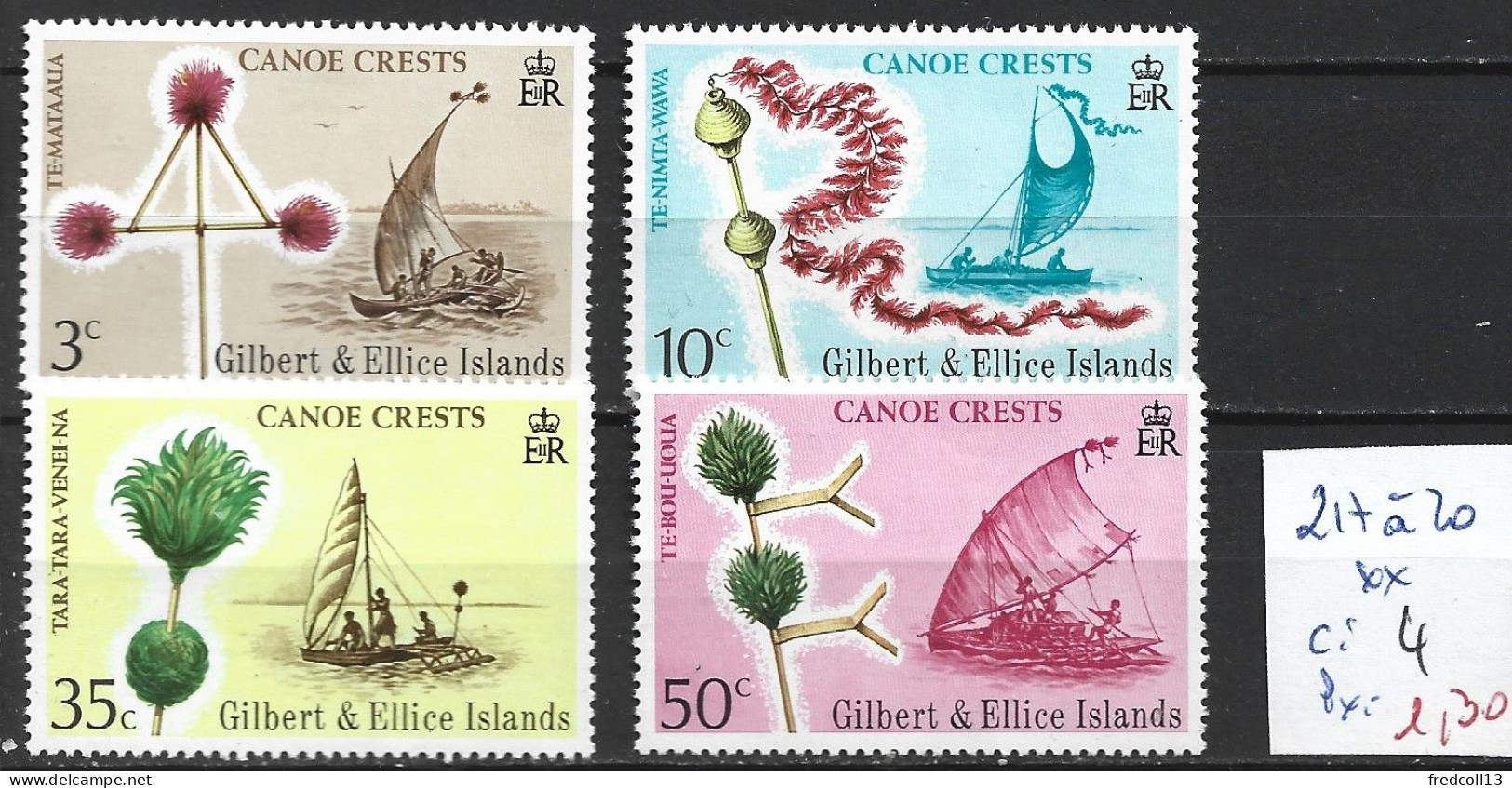 ÎLES GILBERT & ELLICE 217 à 20 ** Côte 4 € - Gilbert & Ellice Islands (...-1979)