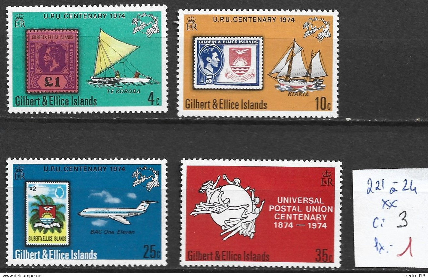 ÎLES GILBERT & ELLICE 221 à 24 ** Côte 3 € - Gilbert & Ellice Islands (...-1979)