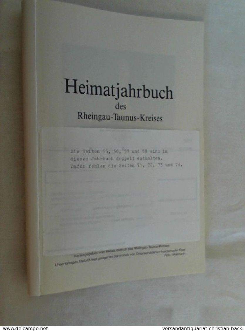 Heimatjahrbuch 1991 Des Rheingau-Taunus-Kreises. - Sonstige & Ohne Zuordnung