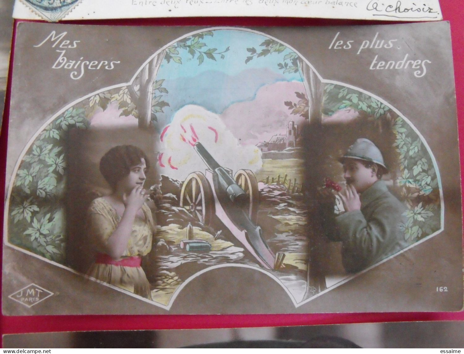 Lot De 7 Cartes Postales. Militaire Baiser Amour  Marguerite Couple Guerre 14-18 - Collezioni E Lotti