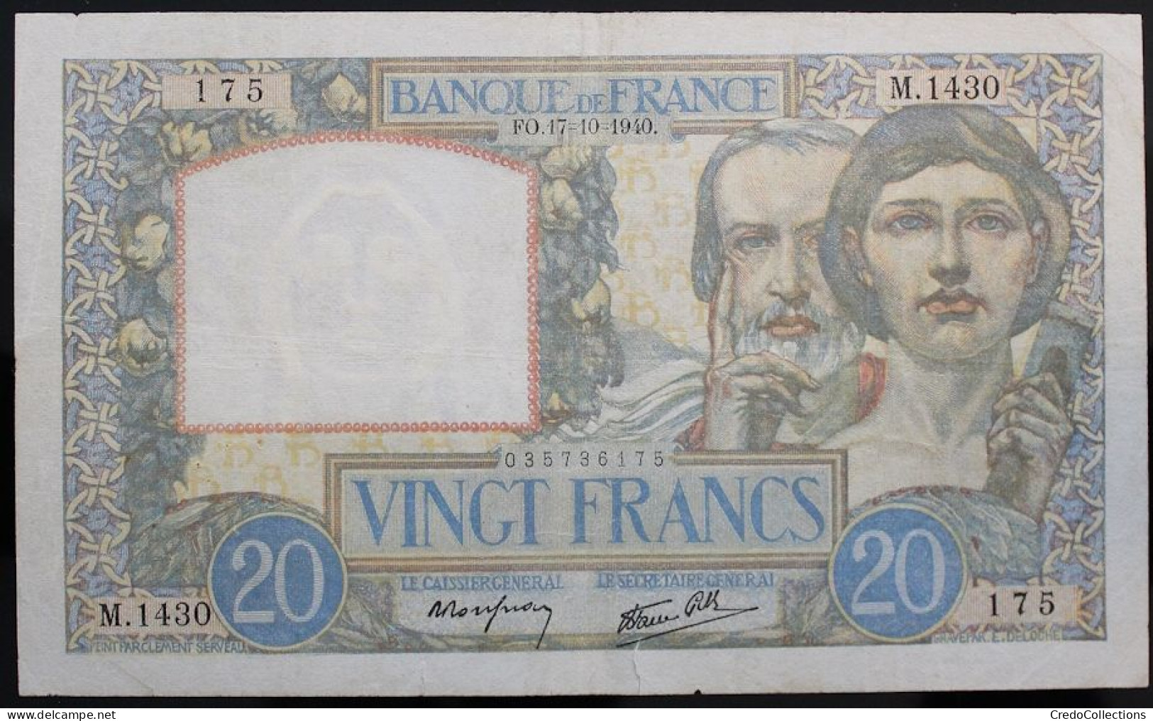 France - 20 Francs - 17-10-1940 - PICK 92b / F12.9 - TB+ - 20 F 1939-1942 ''Science Et Travail''