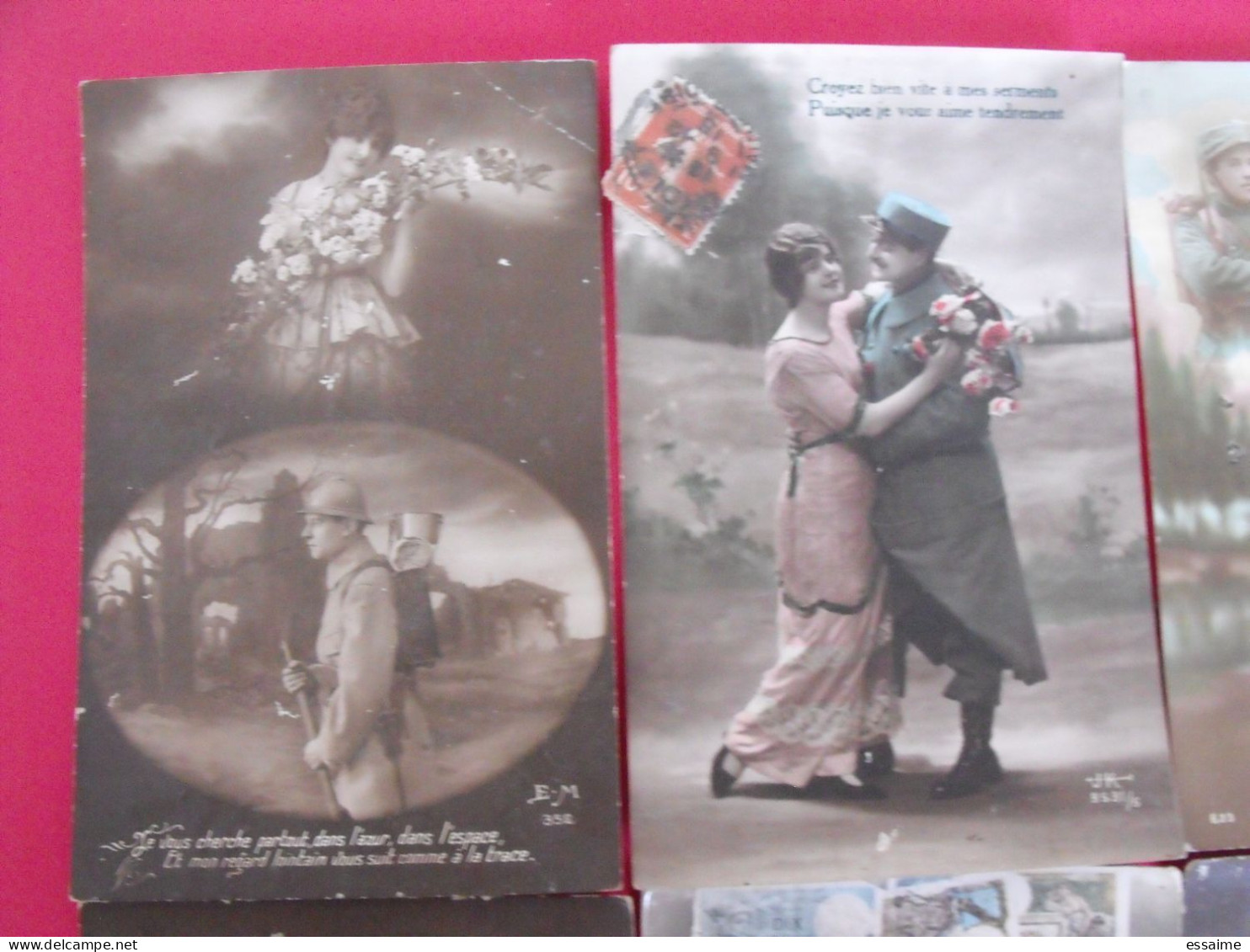 Lot De 6 Cartes Postales. Militaire Baiser Amour  Serment Couple Affection Fauché Guerre 14-18 - Collections & Lots
