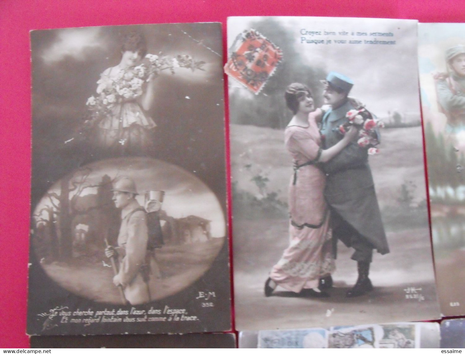 Lot De 6 Cartes Postales. Militaire Baiser Amour  Serment Couple Affection Fauché Guerre 14-18 - Collezioni E Lotti