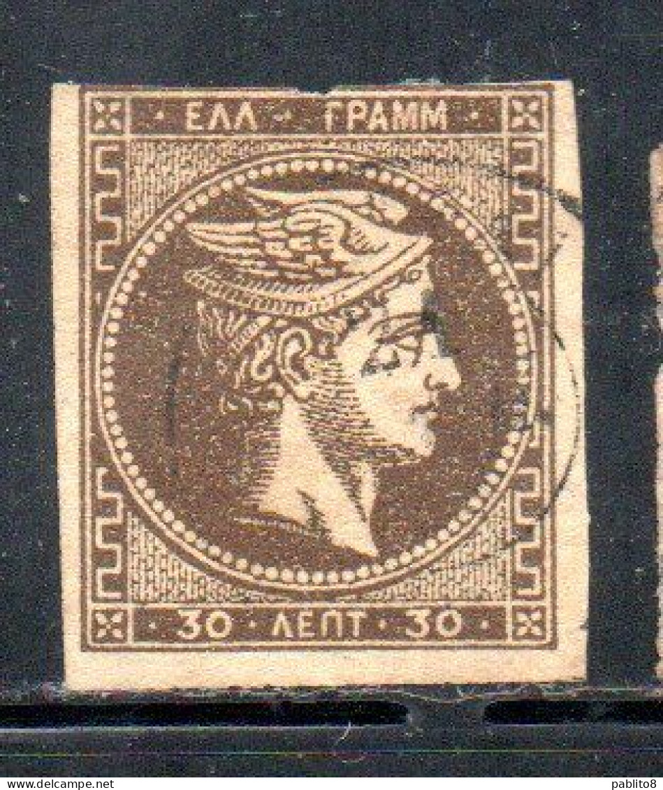 GREECE GRECIA HELLAS 1876 HERMES MERCURY MERCURIO LEPTA 30l USED USATO OBLITERE' - Usati