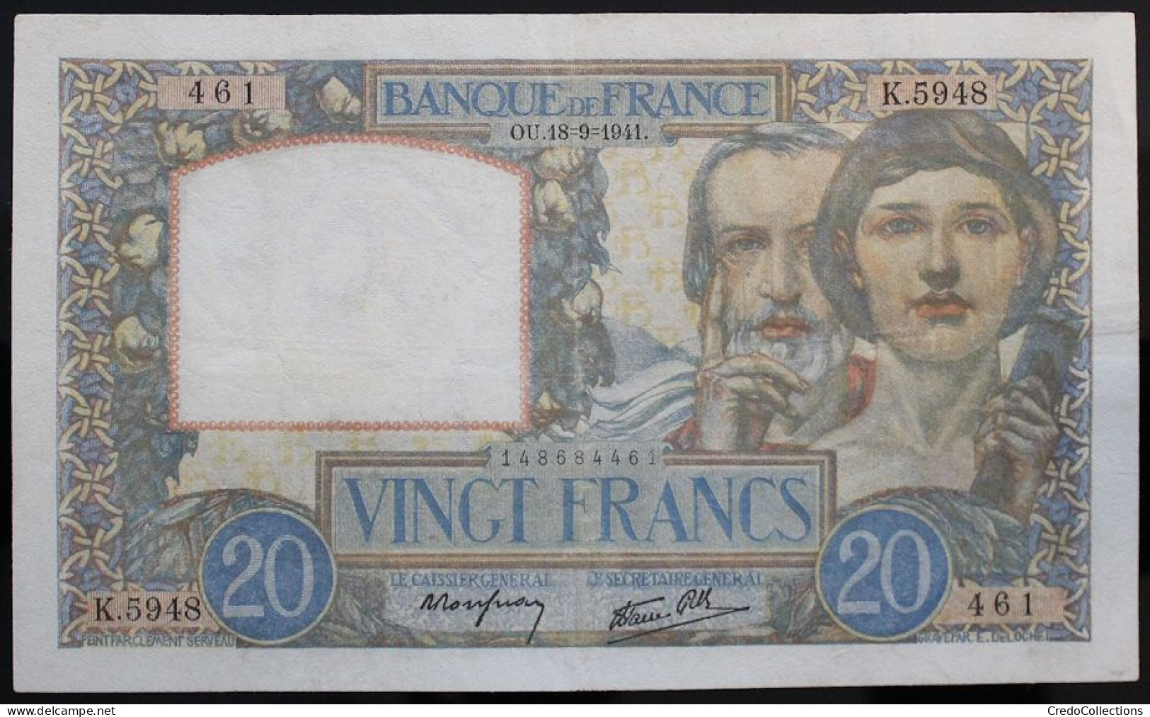 France - 20 Francs - 18-9-1941 - PICK 92b / F12.18 - TTB - 20 F 1939-1942 ''Science Et Travail''