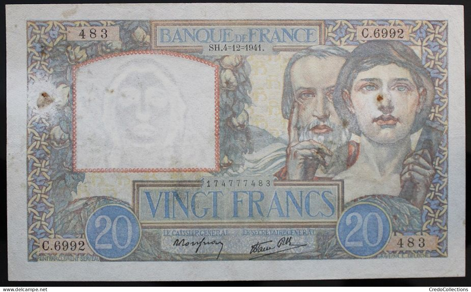 France - 20 Francs - 4-12-1941 - PICK 92b / F12.20 - TTB - 20 F 1939-1942 ''Science Et Travail''