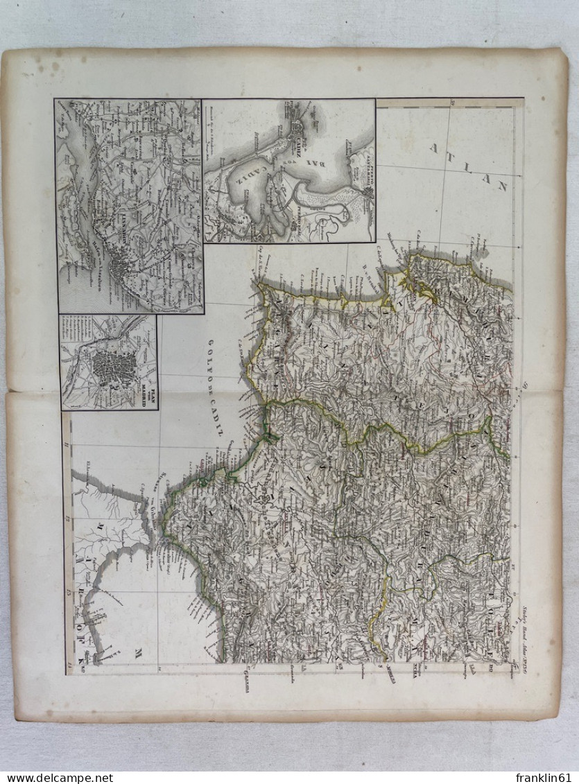 Kupferstich- Karte, Spanien und Portugal in IV Blättern.