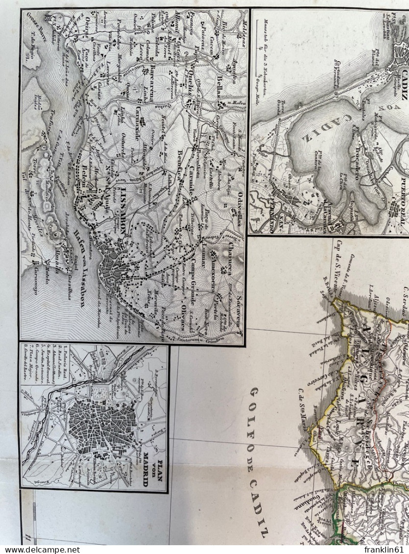 Kupferstich- Karte, Spanien und Portugal in IV Blättern.