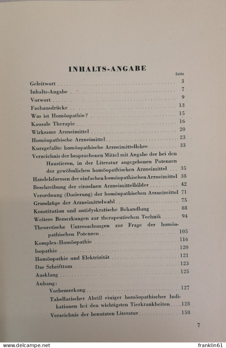 Einführung In Die Homöopathie Für Tierärzte. - Salute & Medicina