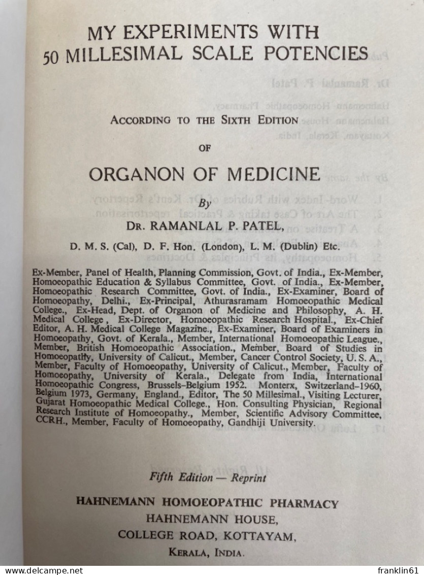 My Experiments With 50 Millesimal Scale Potencies. - Medizin & Gesundheit