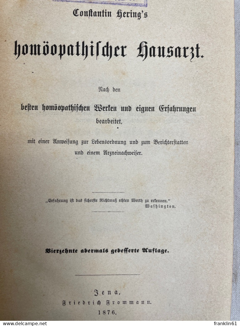 Constantin Hering's Homöopathischer Hausarzt. - Gezondheid & Medicijnen