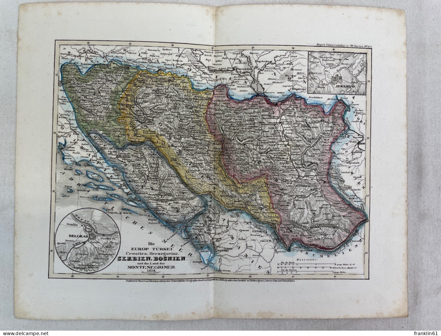 Stahlstich-Karte: Europ. Türkei, Croatien, Herzegovina, Serbien, Bosnien Und Das Land Der Montenegriner. Euro - Mapas Topográficas