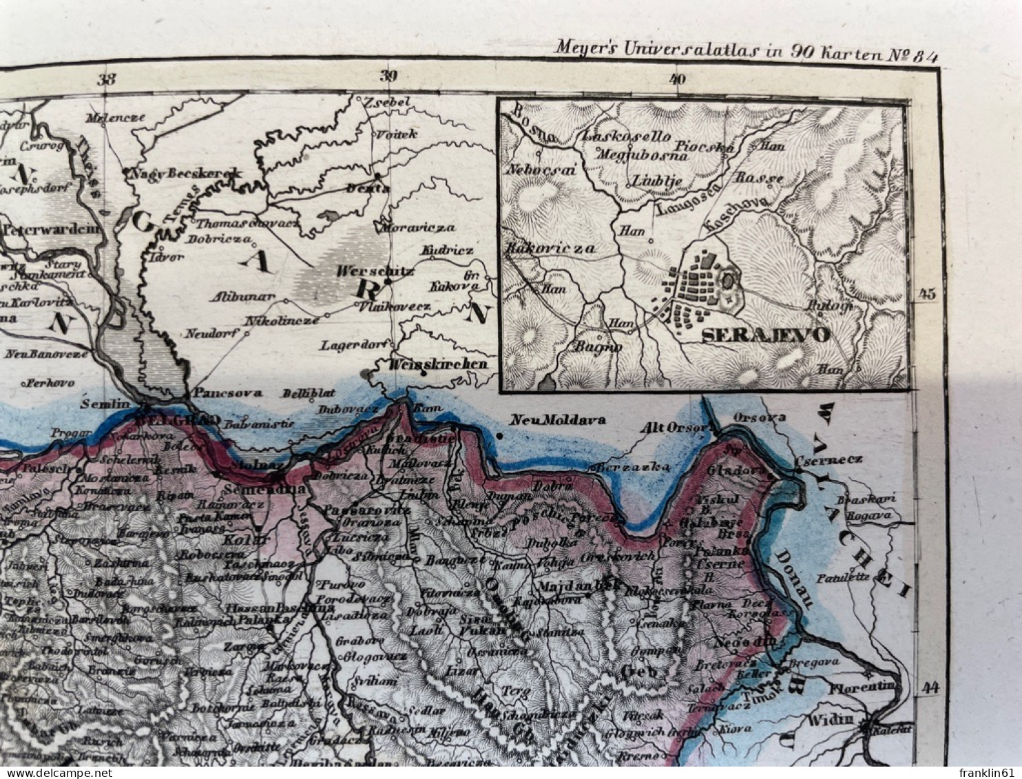 Stahlstich-Karte: Europ. Türkei, Croatien, Herzegovina, Serbien, Bosnien Und Das Land Der Montenegriner. Euro - Topographische Karten