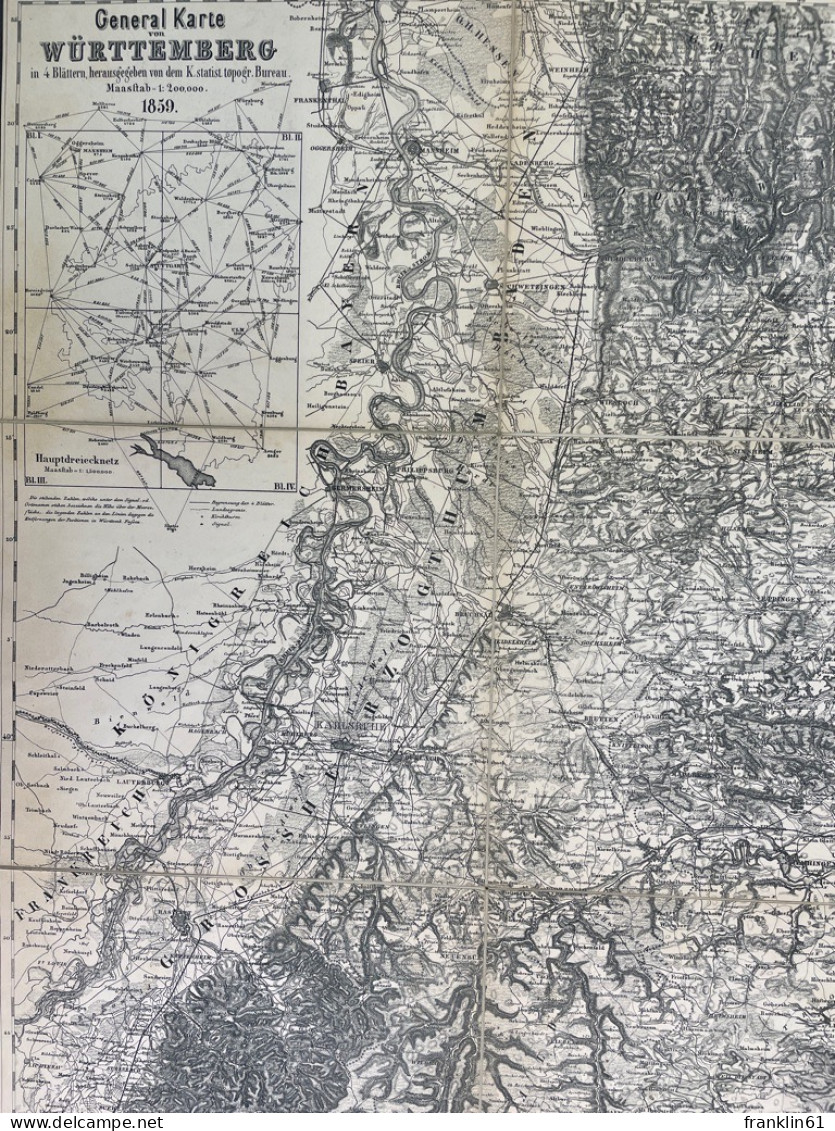 General - Karte Von Württemberg In 4 Blättern ( Je 12 Sectionen). - Topographical Maps