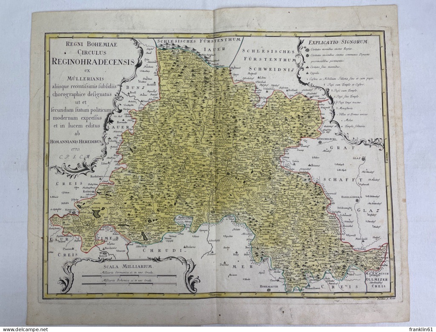 Regni Bohemiae Circulus Reginohradecensis. OKupferstich Koloriert. - Mapas Topográficas