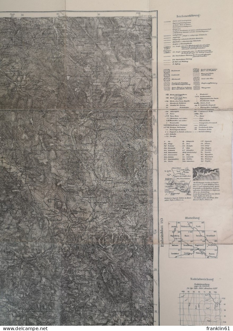 Einheitsblatt 142.  Cham - Zwiesel - Straubing - Deggendorf. - Topographical Maps