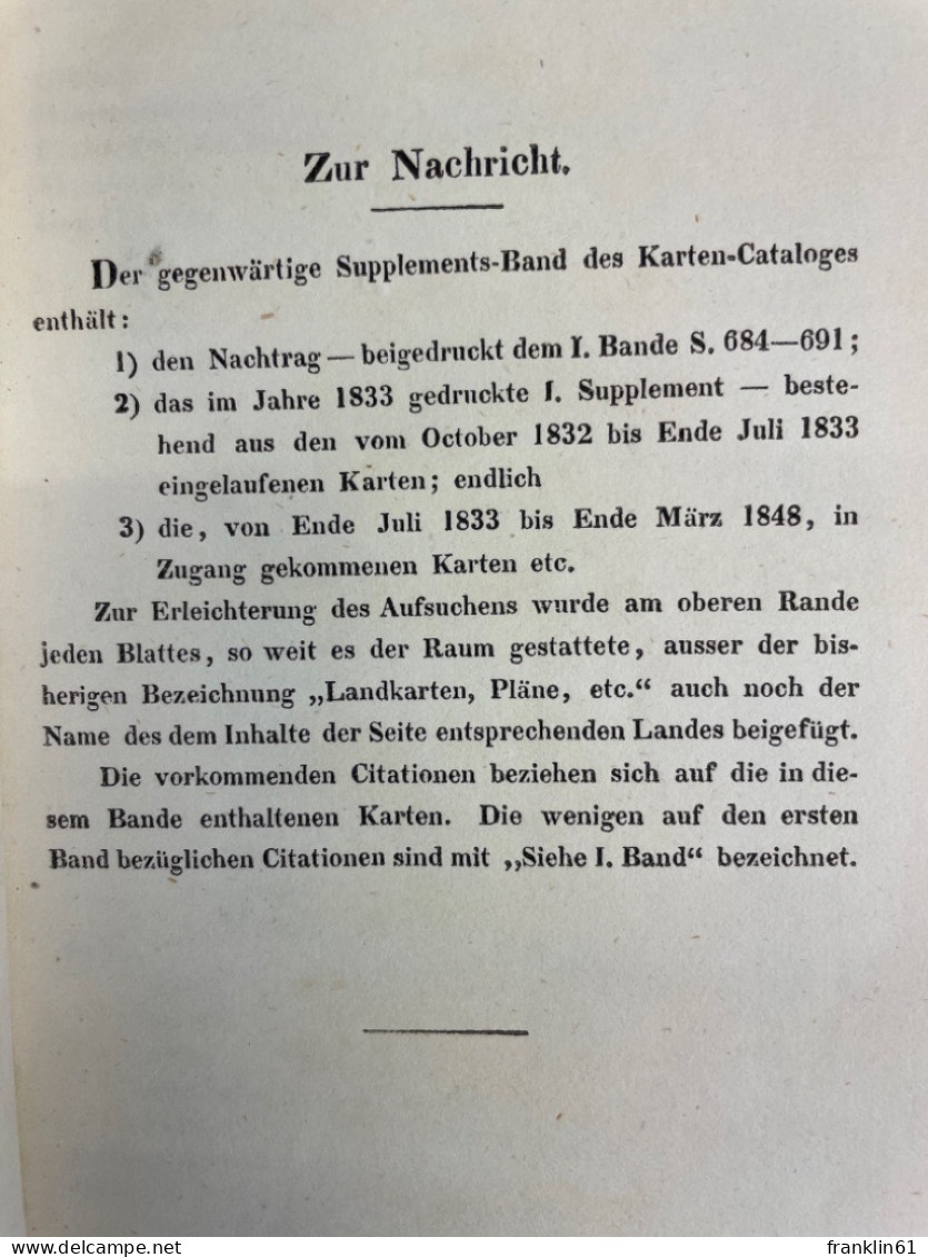Catalog über Die Im Königlich-Bayerischen Haupt Conservatorium Der Armee Befindlichen Landkarten Und Pläne. - Carte Topografiche