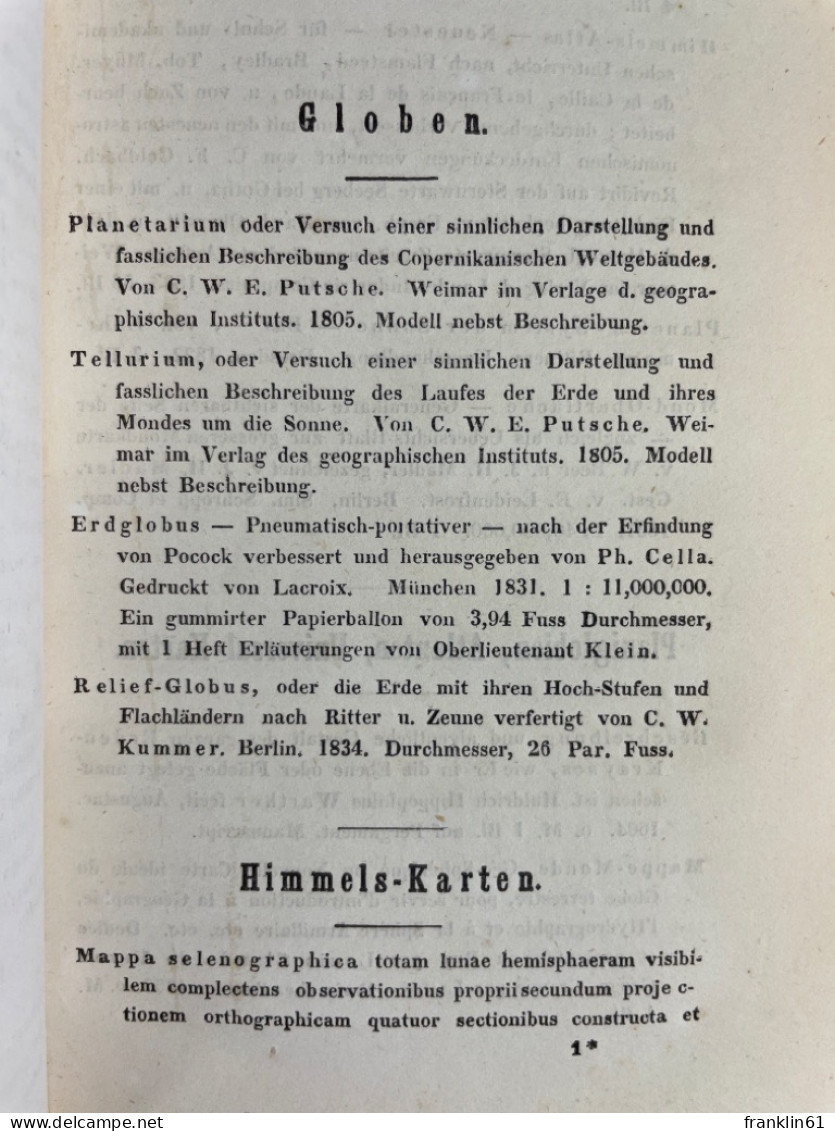 Catalog über die im Königlich-Bayerischen Haupt Conservatorium der Armee befindlichen Landkarten und Pläne.