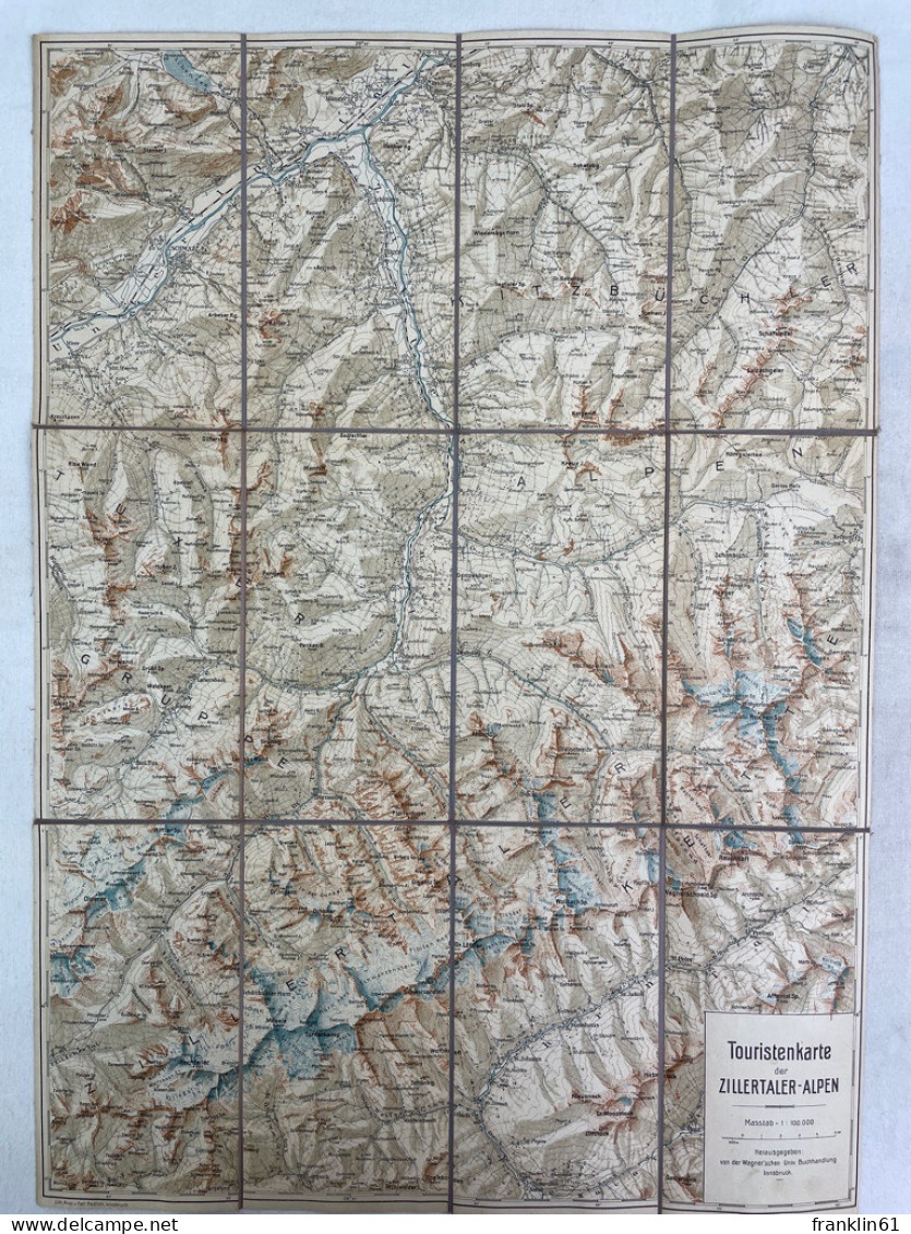 Touristenkarte Der Zillertaler-Alpen. Masstab. 1 : 100.000. - Topographische Kaarten