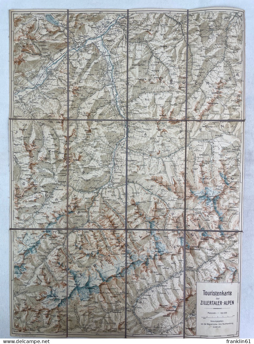 Touristenkarte Der Zillertaler-Alpen. Masstab. 1 : 100.000. - Topographische Karten