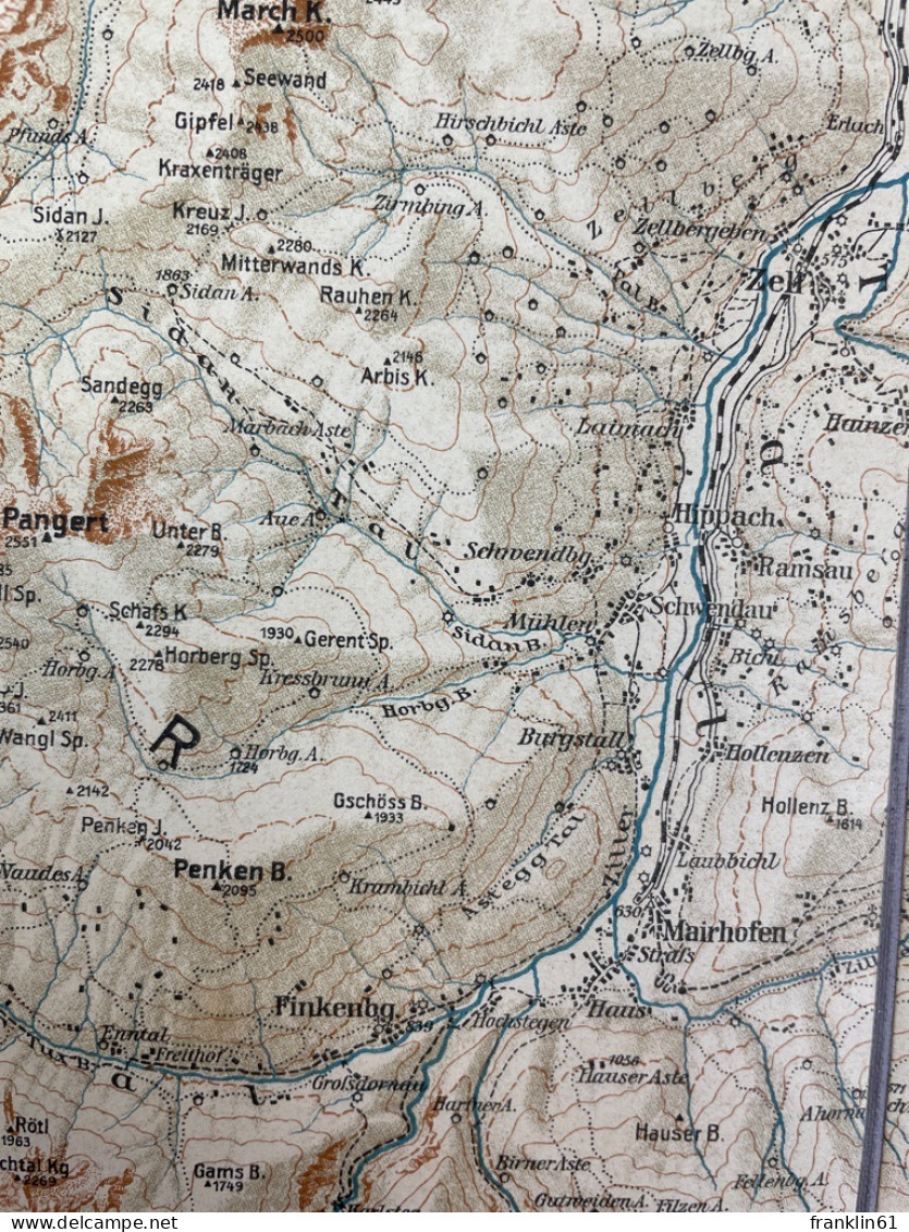 Touristenkarte Der Zillertaler-Alpen. Masstab. 1 : 100.000. - Topographische Kaarten