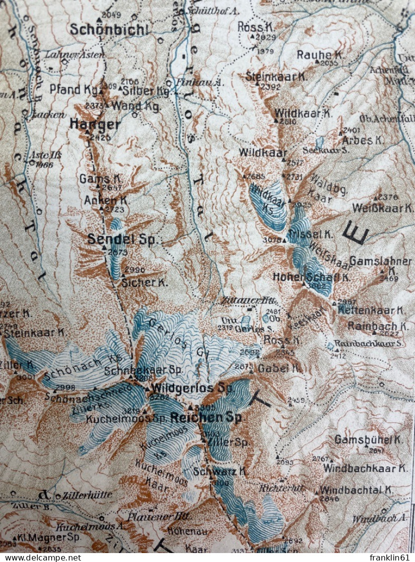 Touristenkarte Der Zillertaler-Alpen. Masstab. 1 : 100.000. - Topographische Kaarten