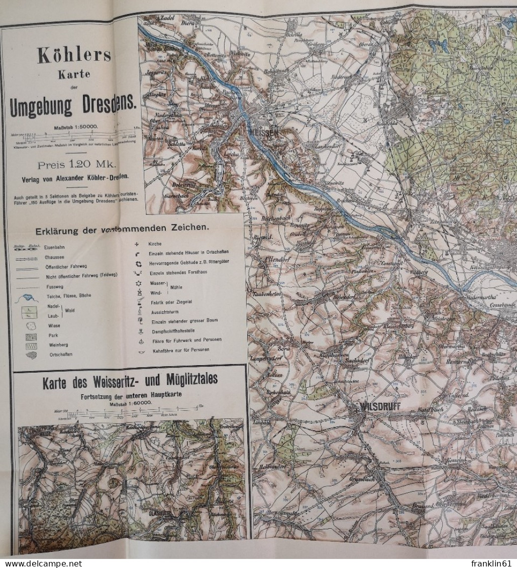 Köhlers Touristenkarte Der Umgebung Dresdens. - Mapas Topográficas