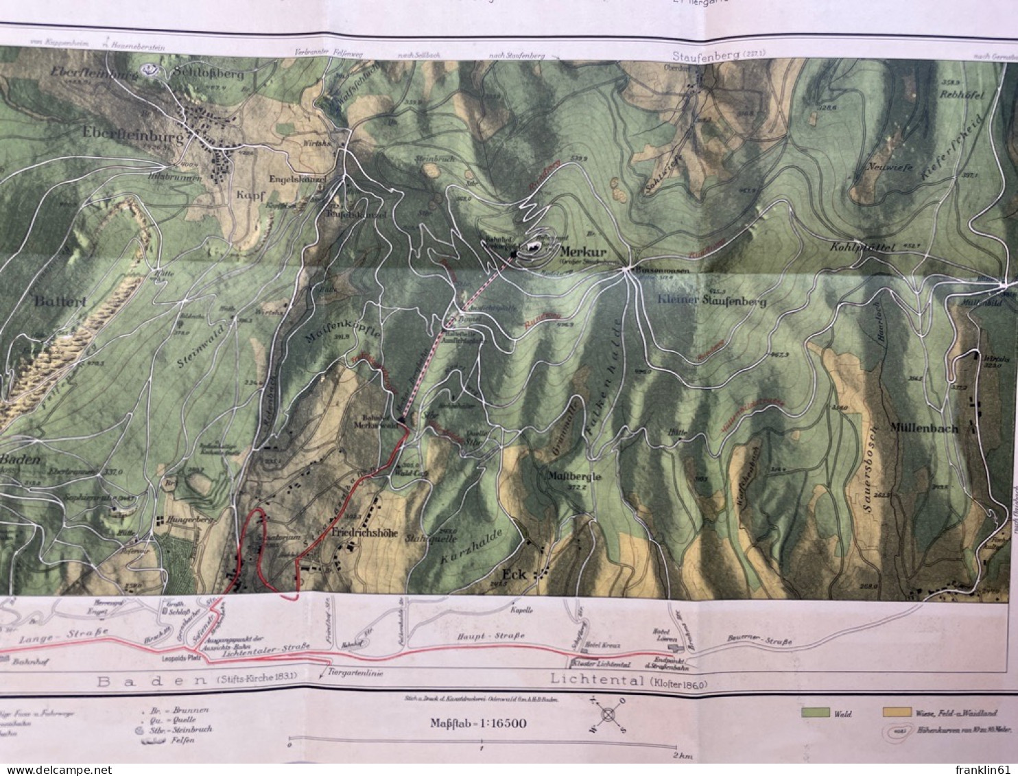 Der Merkur Und Seine Nähere Umgebung, Mit Den Wichtigsten Fuß- & Fahrwegen. - Topographical Maps