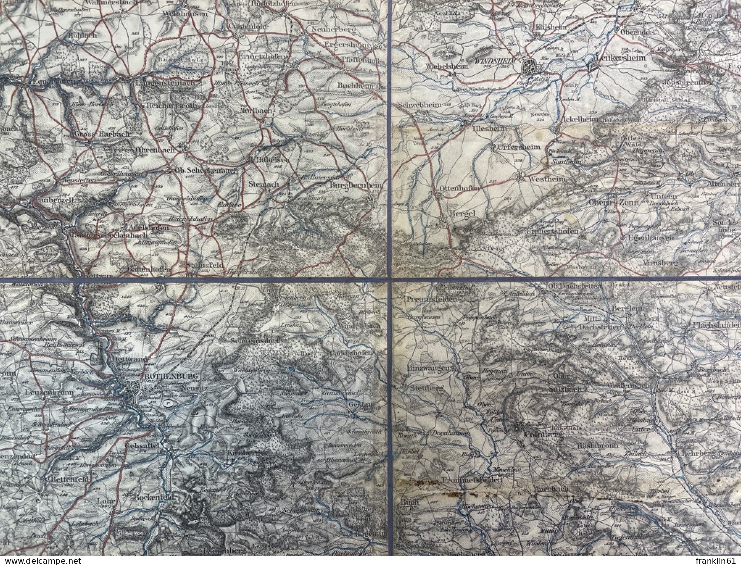 Manöverkarte Der  1890. Unterfranken. - Topographische Karten