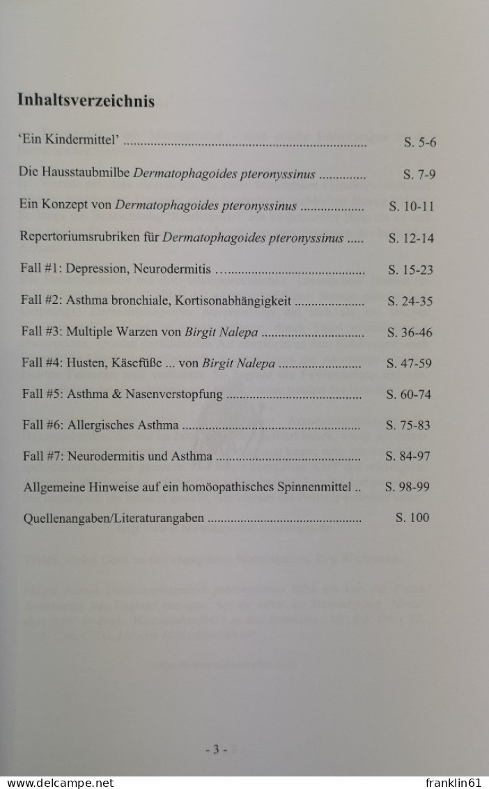 Dermatophagoides Pteronyssinus (Hausstaubmilbe). Das Chronische Bild. - Gezondheid & Medicijnen